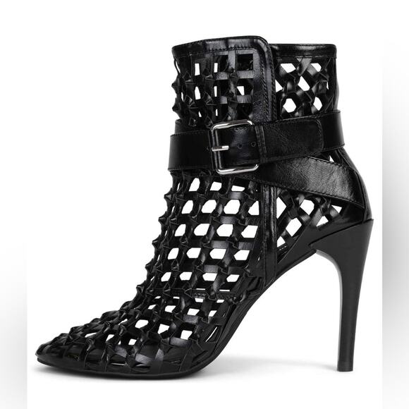 Jeffrey Campbell Shoes - Free People Jeffrey Campbell Loom Cage Knot Block Heel Boot Black Leather 9.5